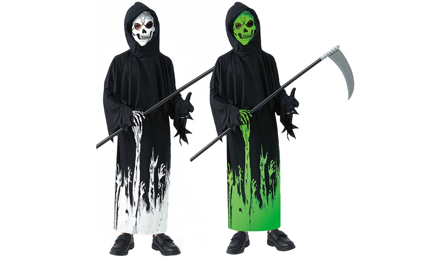 Image 1: Glow-in-the-Dark Grim Reaper Halloween Costume