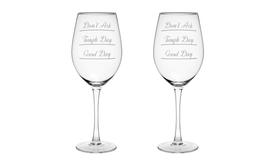 Image 2: Large Wine Glasses with Slogan