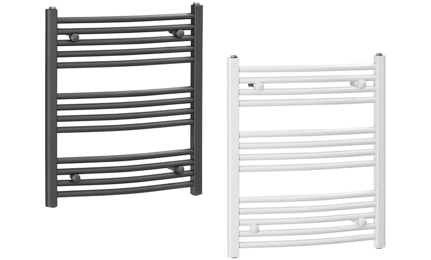 Image 1: Curved Heated Towel Rail