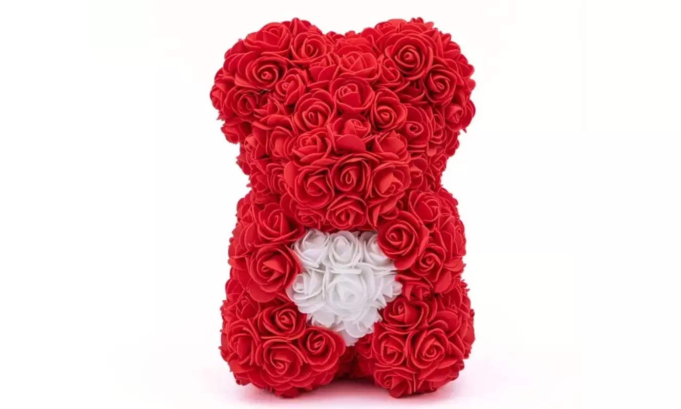 Ours en rose avec cœur dans sa boîte de Promo Linge