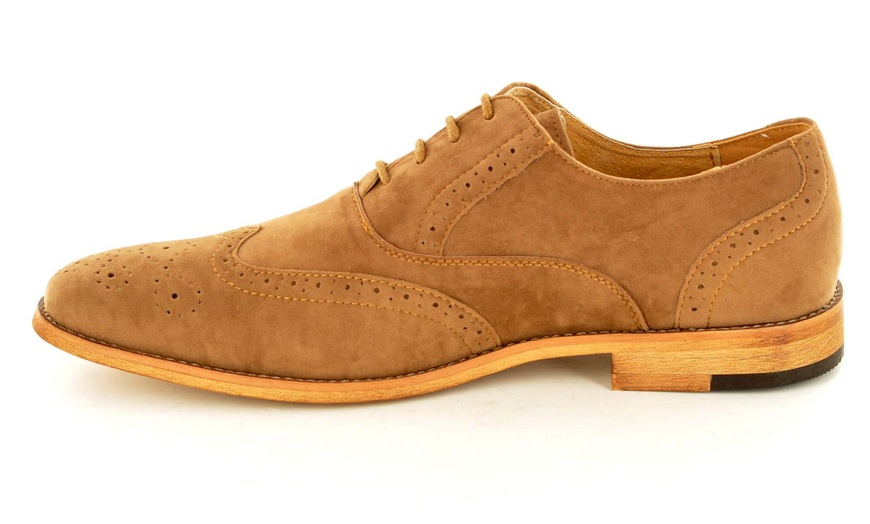 Image 24: Men's Faux Suede Brogue Shoes