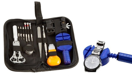 Kit ripara orologi professionale apri casse cinturino maglie in comodo borsello