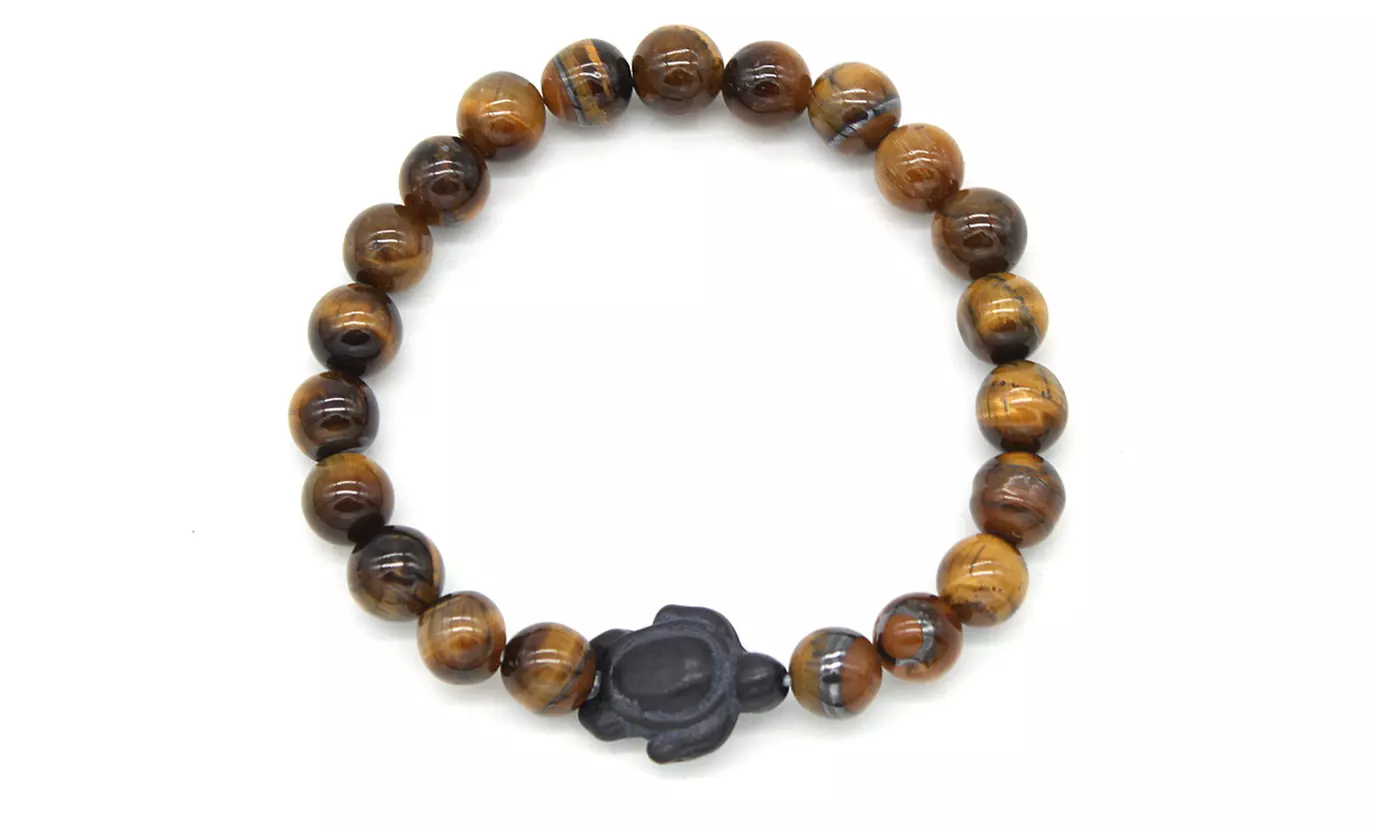 Handmade Turtle Bracelet and Tiger Eye Bead Bracelet by DreamGem - Primary Image