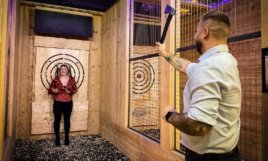 Image 1: Axe Throwing for Two to Six with Private Lanes & Certified Instructors