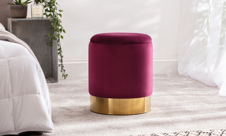 Image 12: Velvet Ottoman Storage Stool