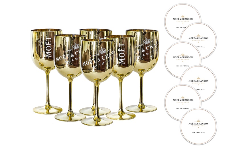 Image 5: Moet Glasses with Coasters