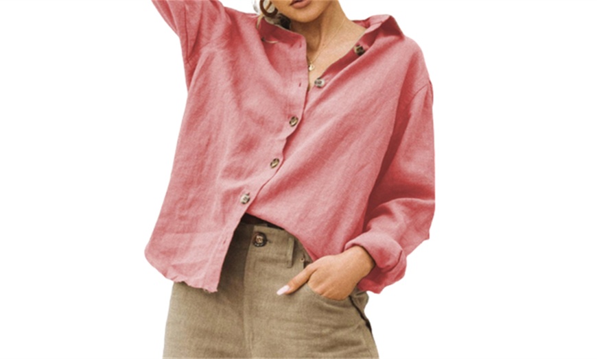 Image 6: Women's Linen Cotton Button Down Shirt