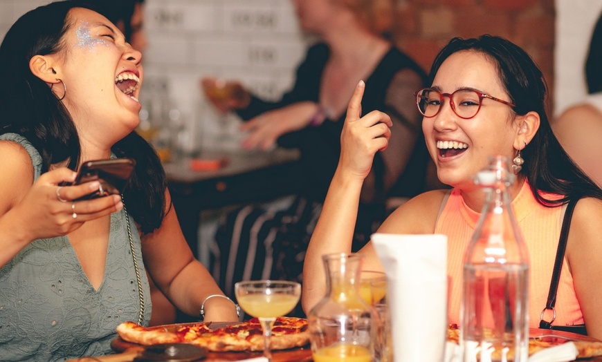 Image 4: Pizza and Bottle of Wine at The Book Club