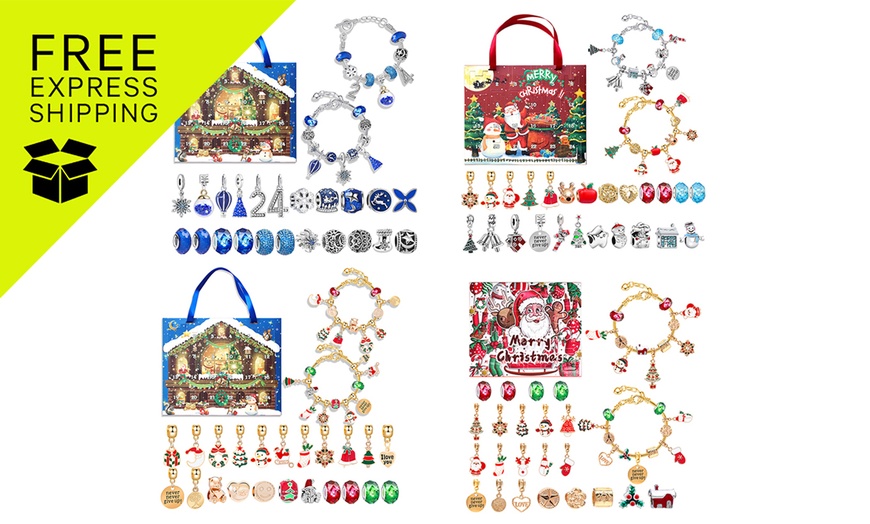 Image 1: 24 Days Christmas Countdown Advent Calendar DIY Bracelet Kit