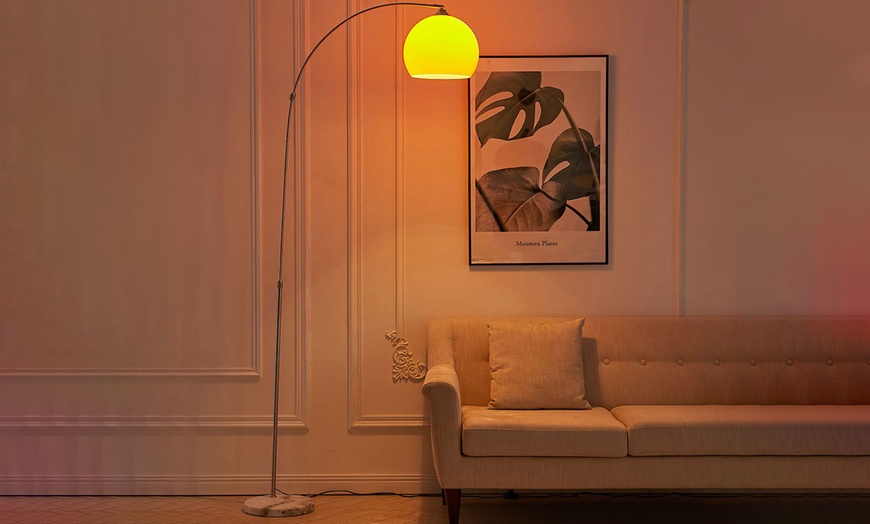 Image 4: Living And Home Arched Floor Lamp with Marble Base