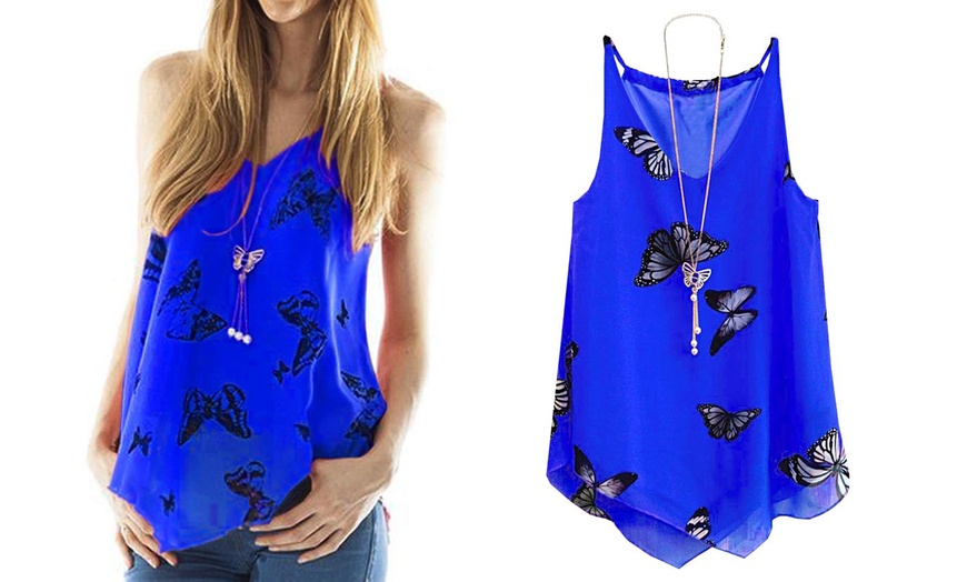 Image 9: Butterfly Print Chiffon Top