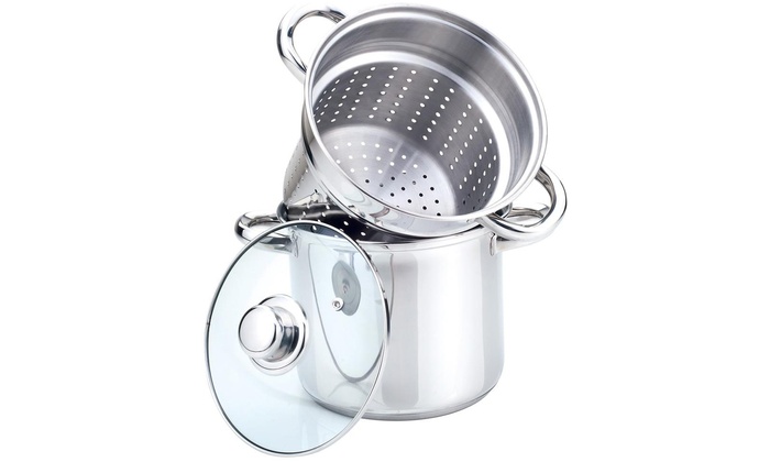 Culinary Edge Stainless Steel 4 Quart Stock Pot With Colander And Cover