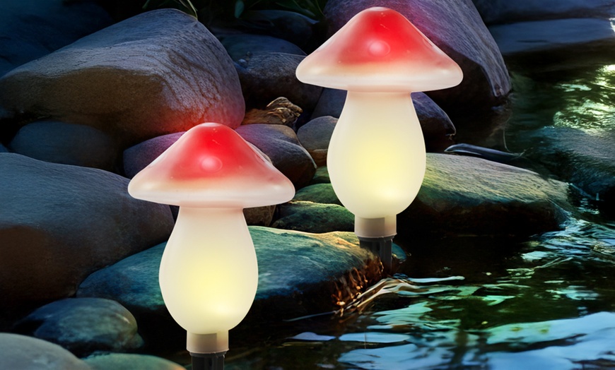 Image 2: Set of Three or Six Warm White Solar Mushroom Outdoor Garden Lights 