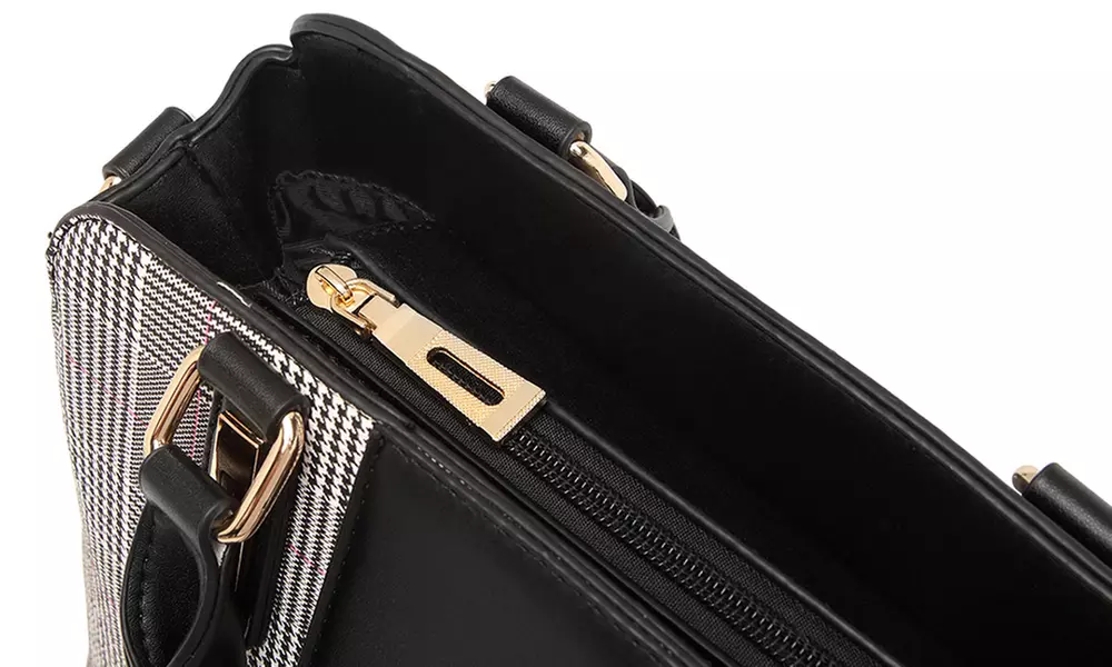 Miss Lulu Gingham Plaid Panel Shoulder Bag Women Handbag