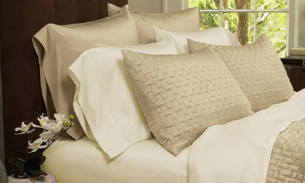 Luxury Home Bamboo-Blend Sheet Set in Light Colors - Primary Image