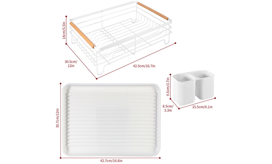 Image 17: Three-Piece Dish Drainer with Drip Tray and Cutlery Holder