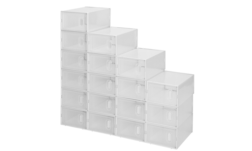 Image 3: Shoe Storage Boxes 18 Pack Clear Plastic Stackable