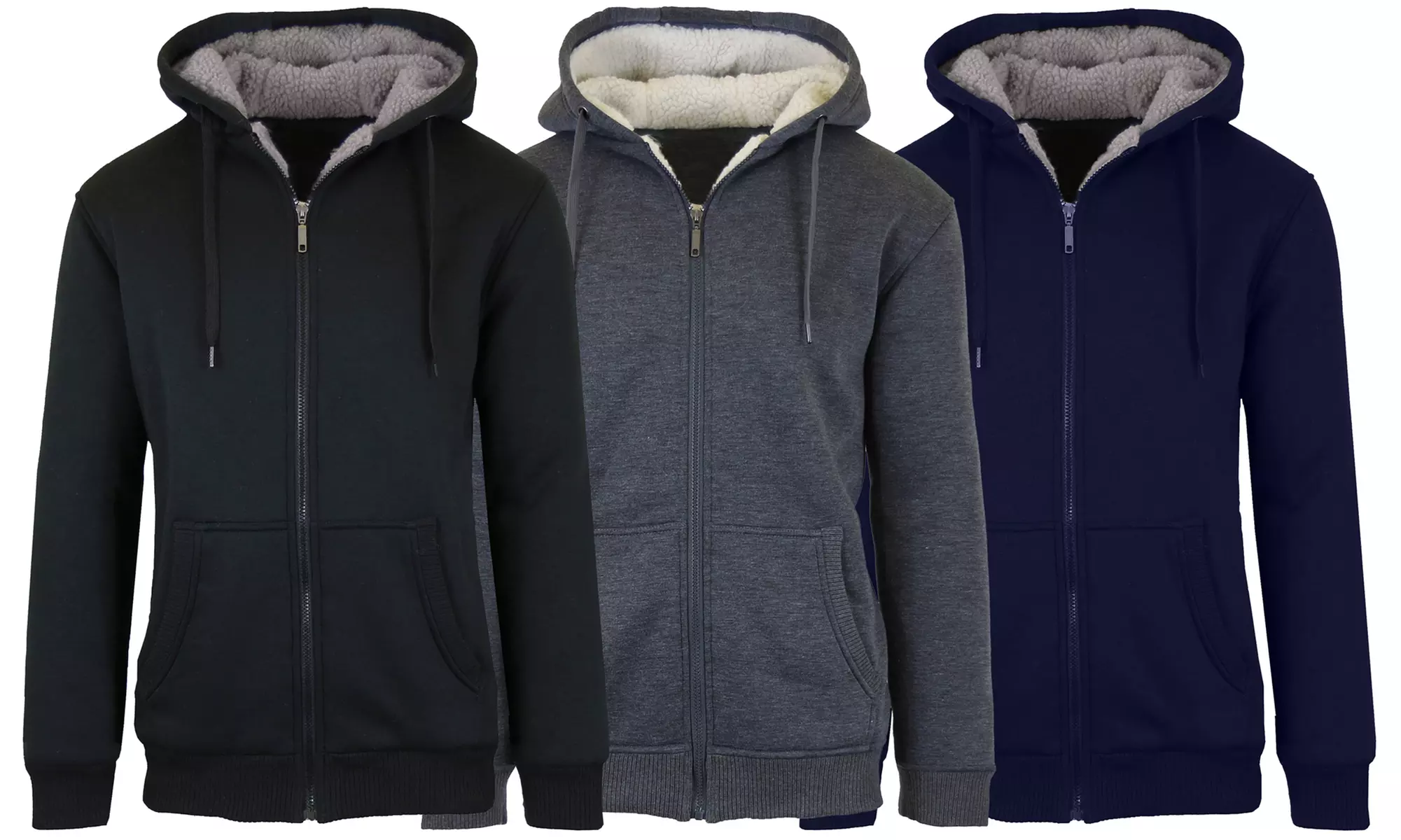 Men's Heavyweight Sherpa Fleece-Lined Zip Hoodie Sweater (2-Pack; S–XL) - Primary Image