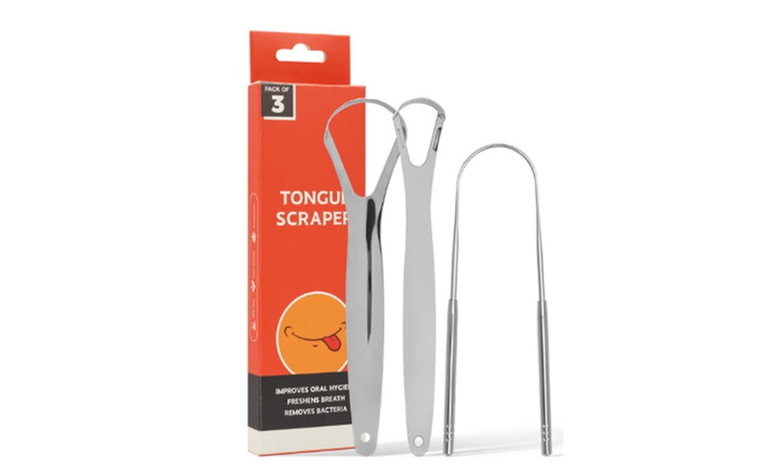 Image 1: Three Pack of Tongue Scraper Set 