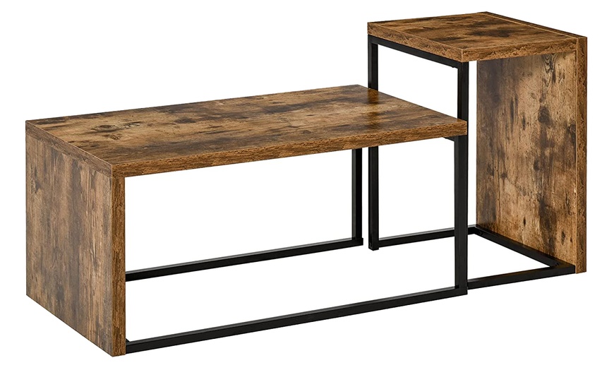 Image 7: HomCom Set of Two Industrial-Style Coffee Tables