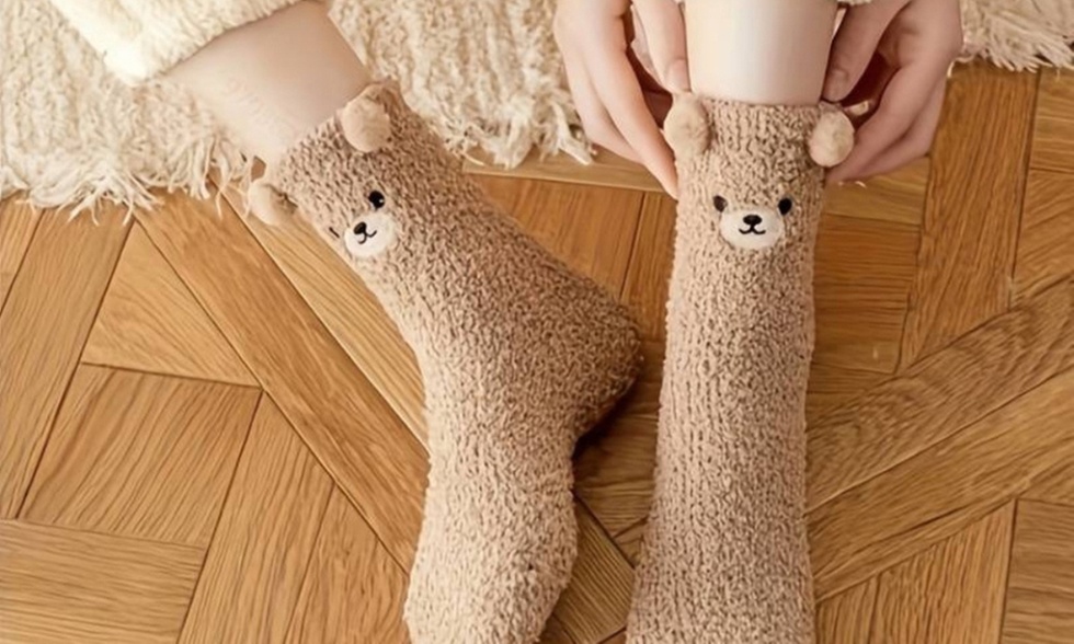 Teddybär-Fleece-Socken