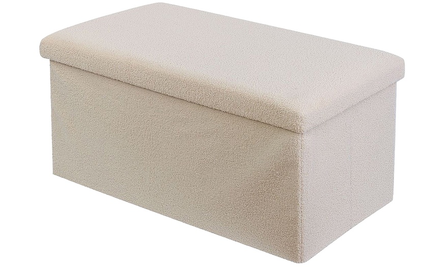 Image 41: Teddy Boucle Storage Ottoman or Foldable Cube Footstool