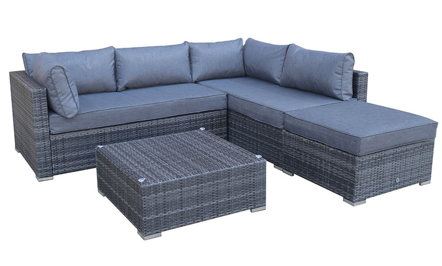 Image 2: Rattan Effect Corner Sofa