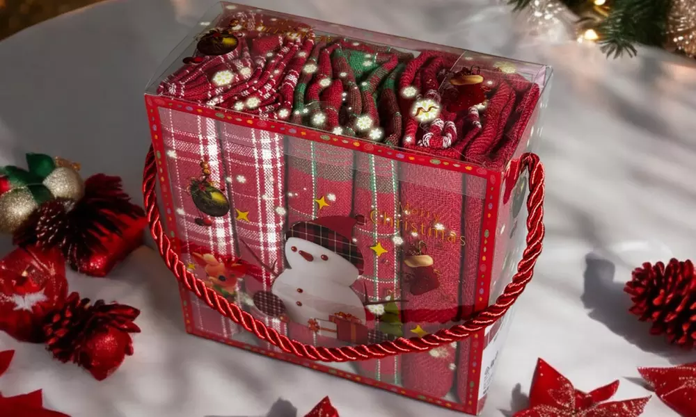 3er-Pack weihnachtliche Geschirrtücher in Rot - Primary Image