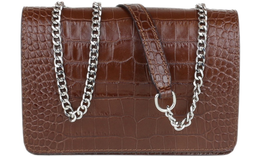 Image 2: Croc Print Leather Shoulder Bag