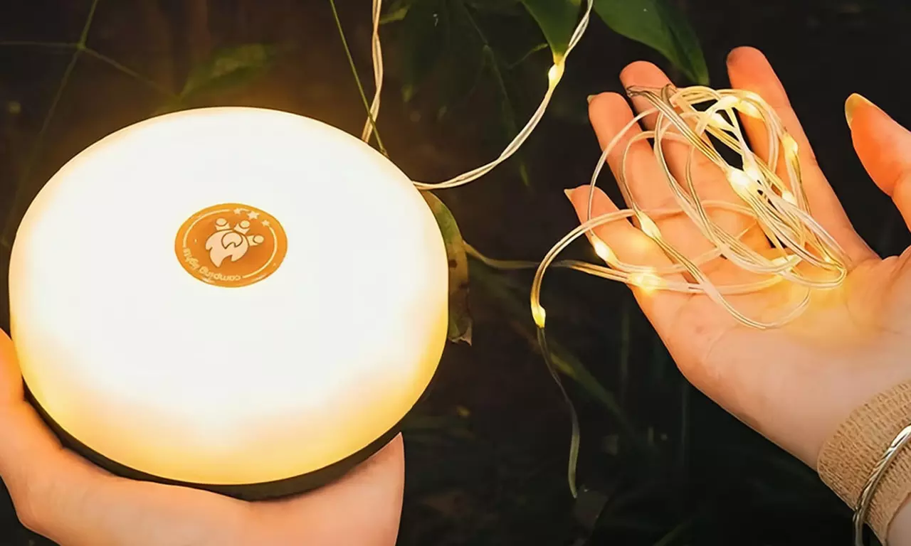 Lampe und Lichterkette fürs Zelt