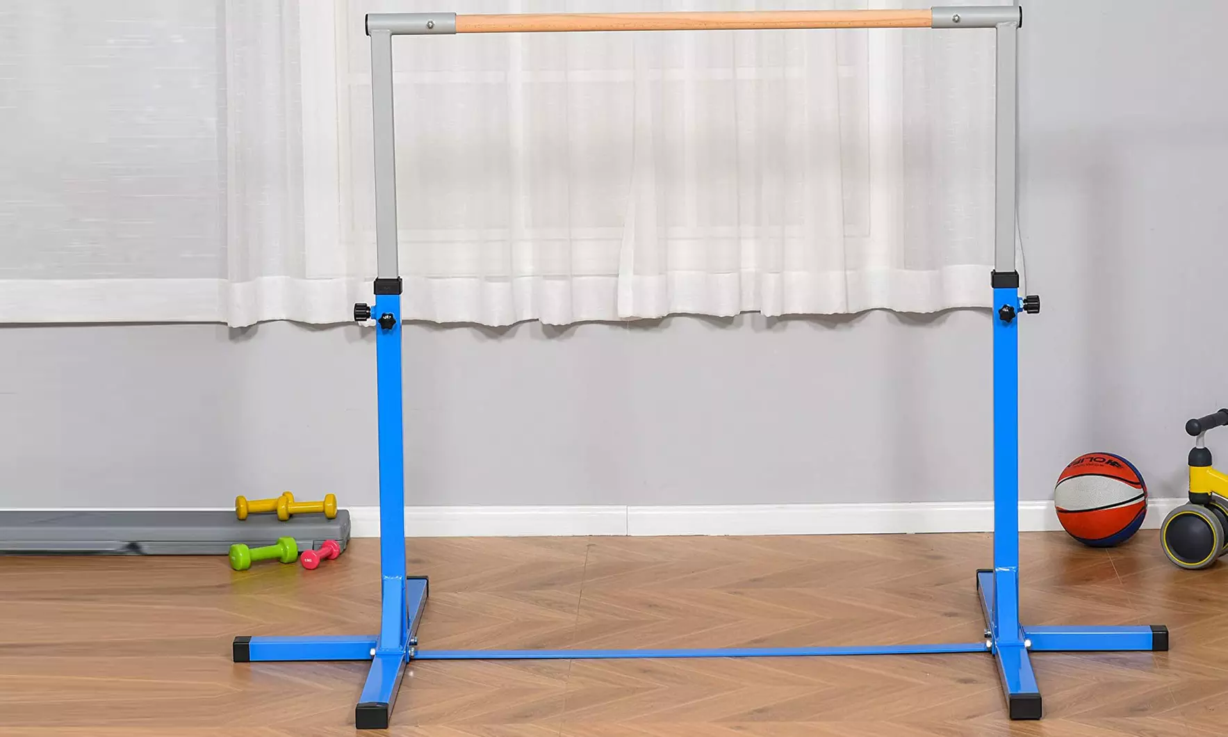 HomCom Height Adjustable Horizontal Gymnastic Bar for Kids