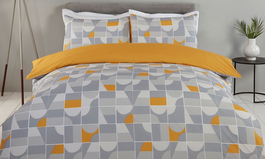 Image 2: Julian Charles Home Otto Ochre Geometric Super Soft Duvet Set