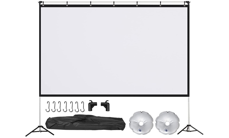 Image 2: HomCom Projector Screen and Stand