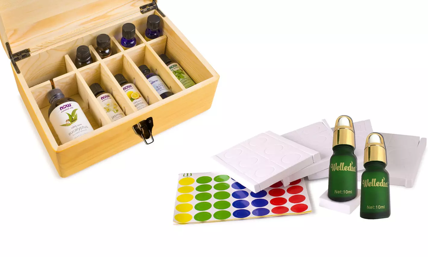 Welledia AromaStorage 24-Bottle Essential Oil Wooden Storage Box with Accessories - Second Medium