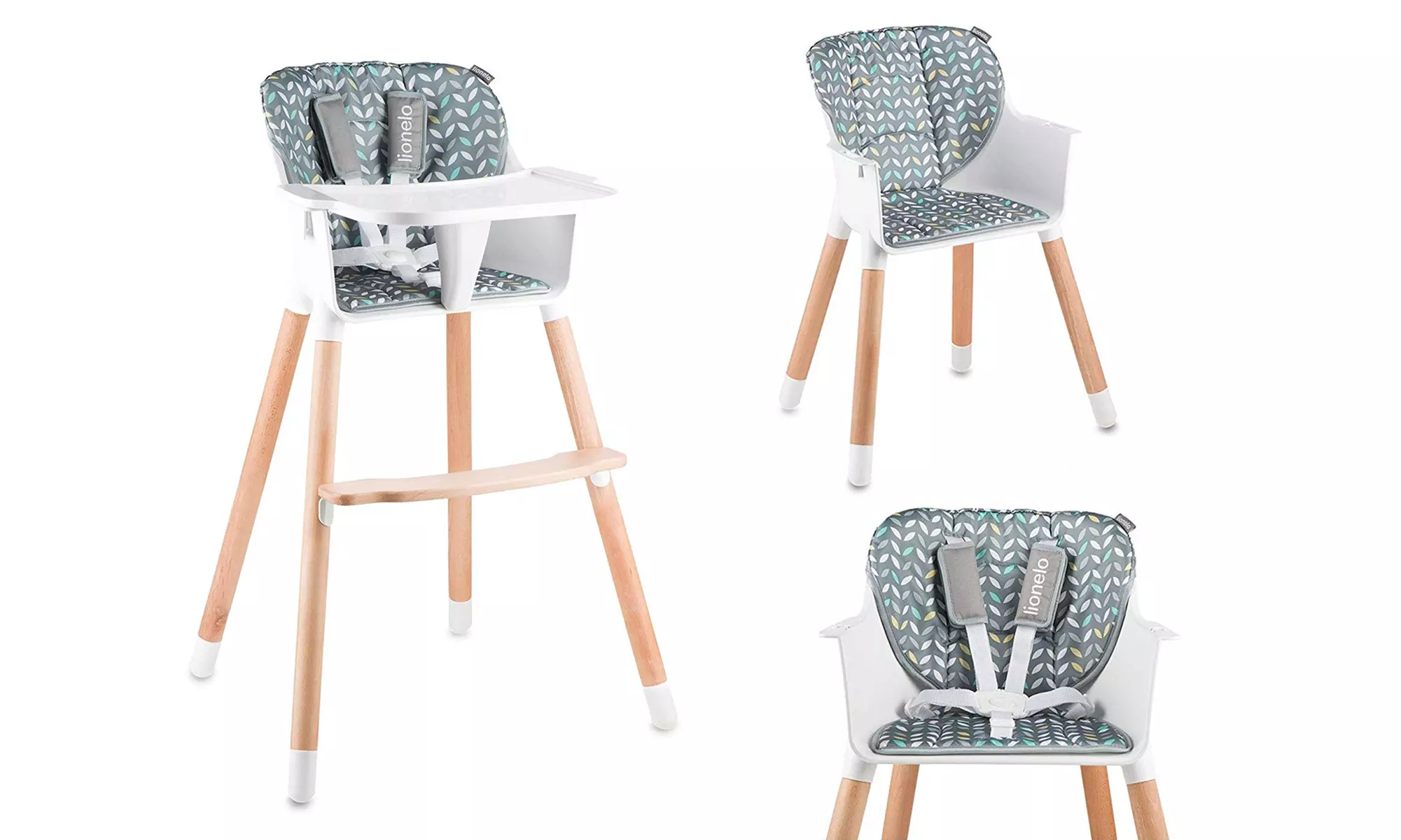 Chaise haute 2 en 1 Lionelo Koen avec pieds en hêtre - Primary Image