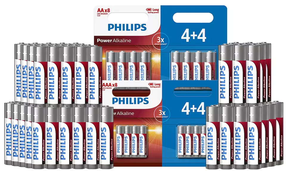 24, 32, 48 oder 72 Philips Power Alkaline AA- oder AAA-Batterien - Primary Image