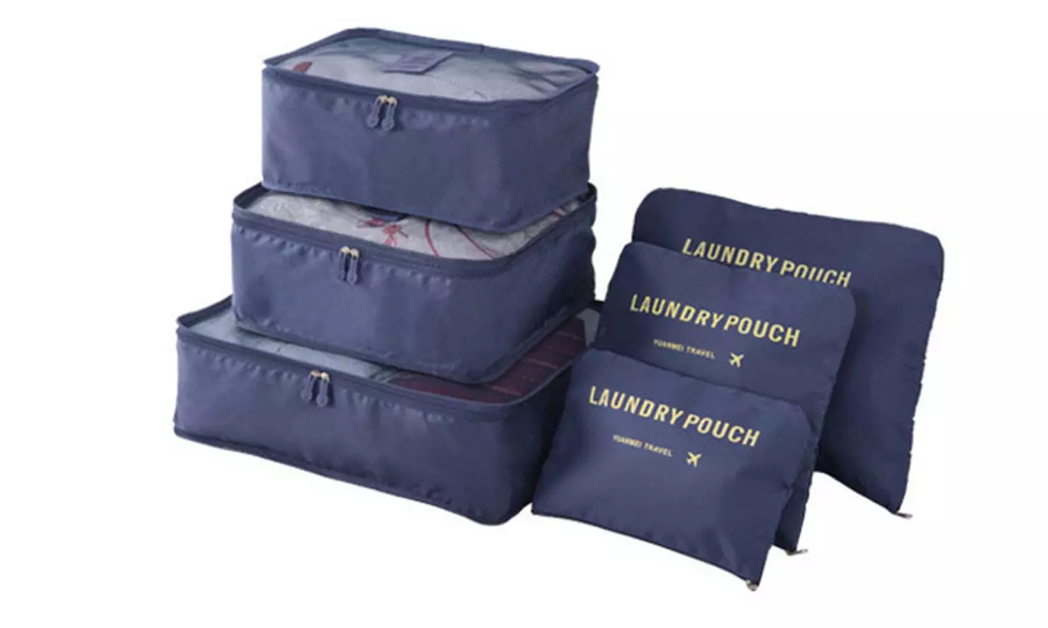 One or Two Six-Piece Travel Luggage Organizer Sets