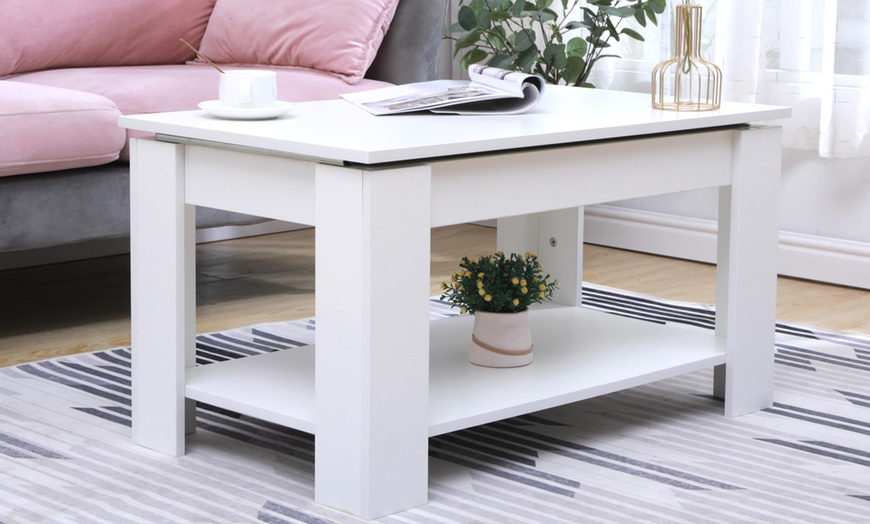 Image 6: Sliding Top Coffee Table with Storage Shelf