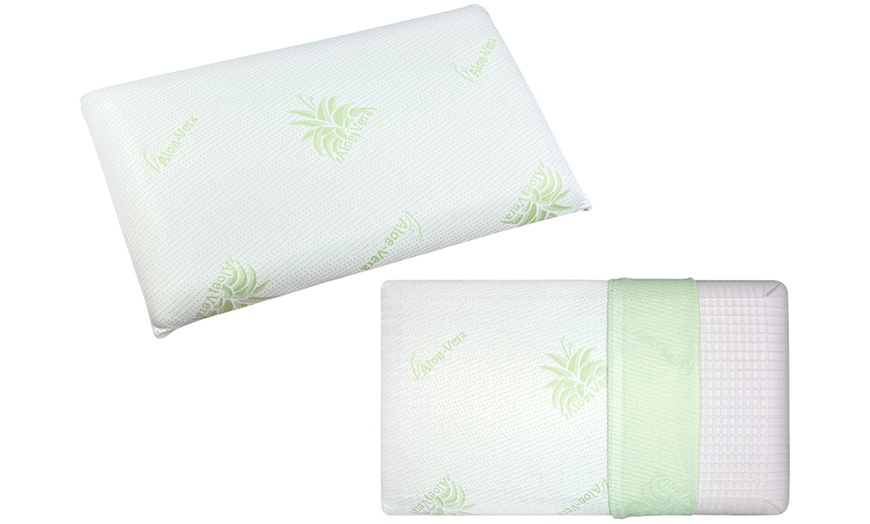 Image 1: Coppia guanciali memory foam aloe vera