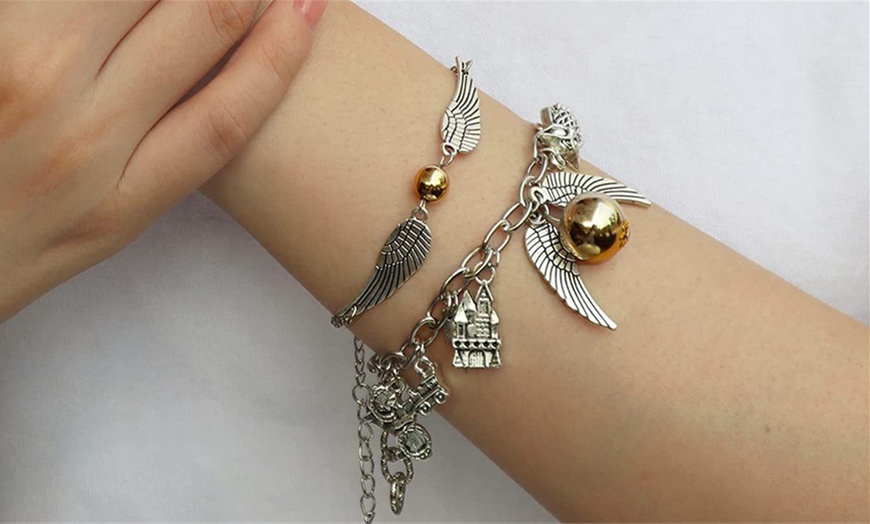 Image 4: Wizard-Themed Charm Bracelets and Necklace Jewellery Set