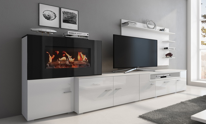 Image 1: Mueble de salón con chimenea eléctrica