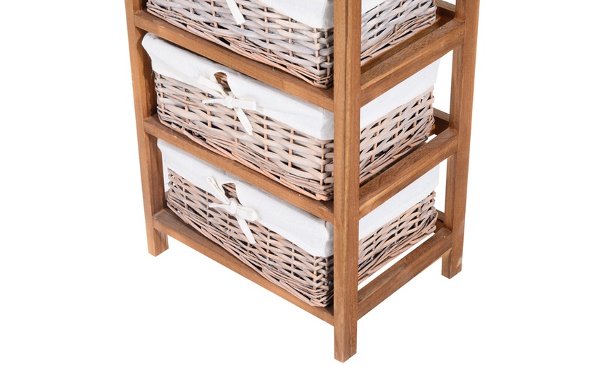 Image 12: HomCom Wicker Basket Drawers
