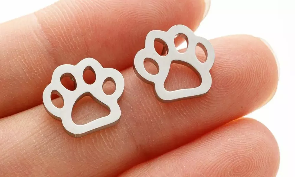 Stainless Steel Paw Print Fashion Stud Earrings - Multiple Options