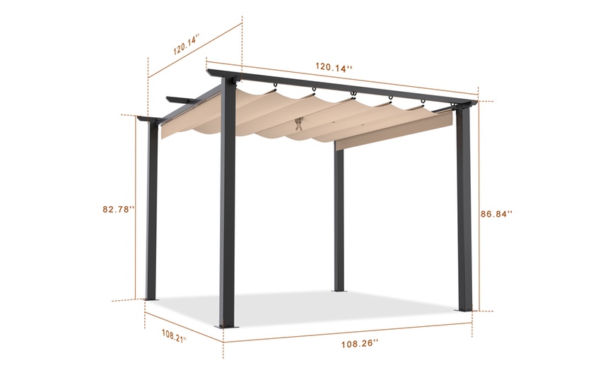 Image 4: 3m x 3m Pergola with Retractable Sun Shade Canopy