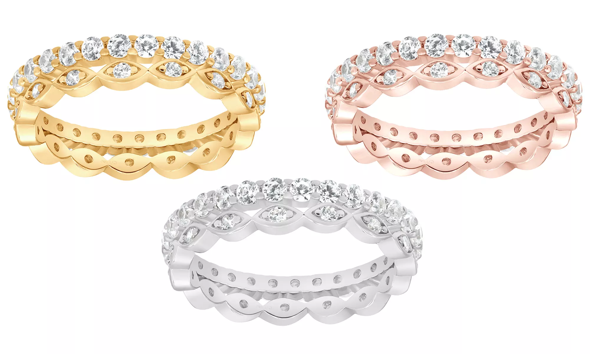 Fancy Stackable Eternity Bands Studded with Luminous Round-Cut Cubic Zirconia by L'artiste - Primary Image