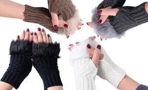 Women's Furry Fingerless Gloves