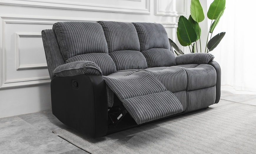 Image 5: Jumbo Cord Fabric Recliner