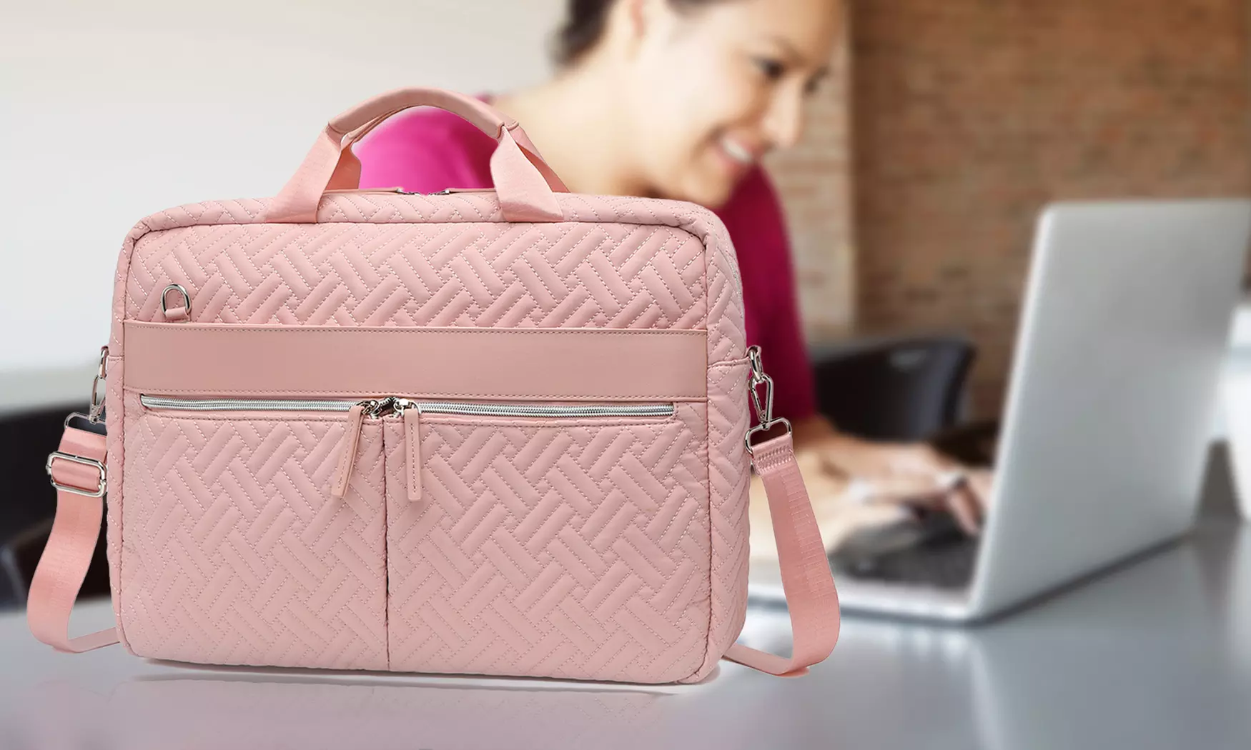 Kono Water-Repellent Quilted Laptop Bag 15.6 Inch - Primary Image