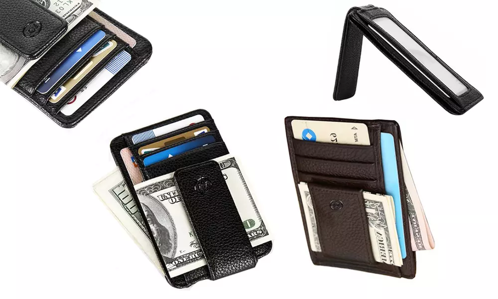 1x oder 2x Brieftasche mit Geldklammer in Schwarz oder Braun - Primary Image