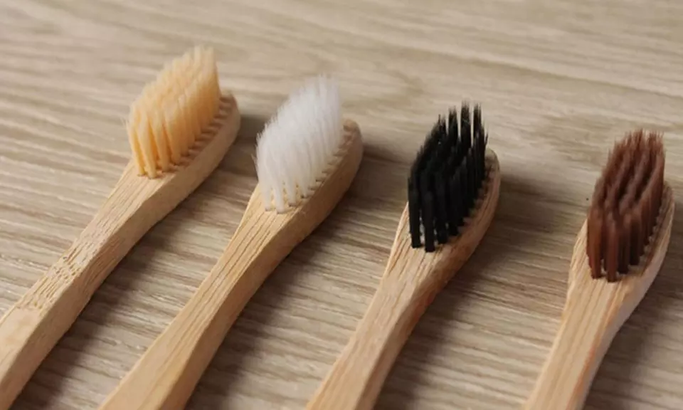 Spazzolino da denti in bambù naturale 100% biodegradabile; Lavabile